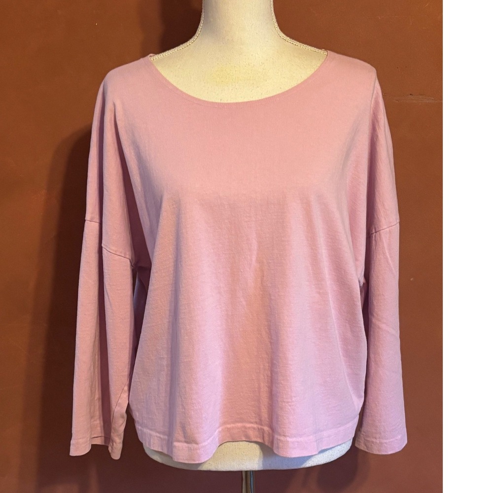 Bryn Walker Pink Cotton Boat Neck Top Made in USA, XXS, oversized, artsy, soft